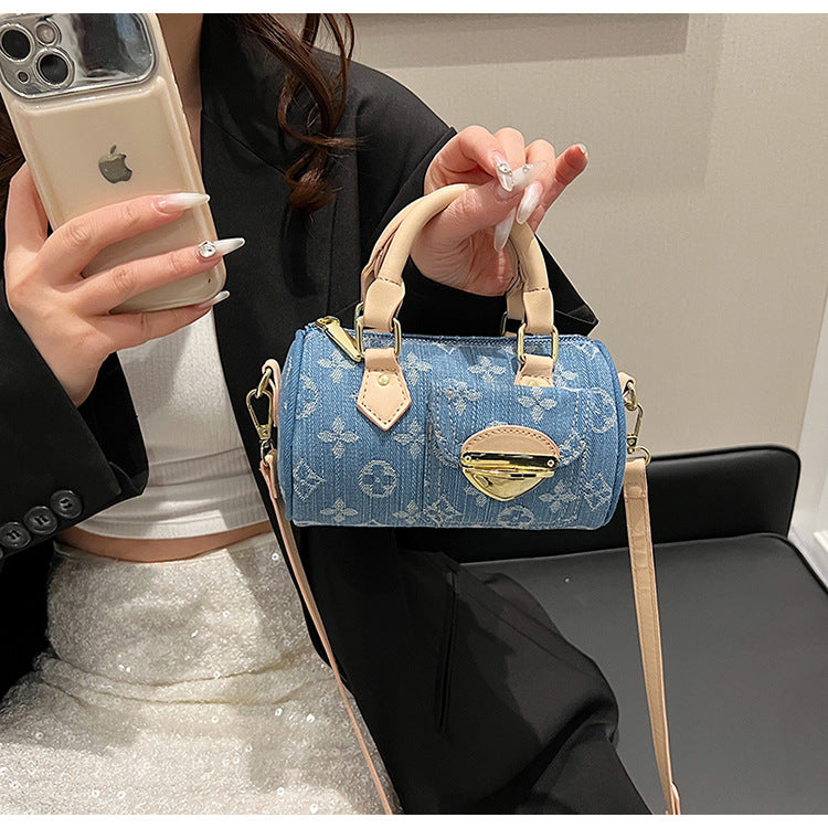 Women American Retro Denim Boston Bag 6