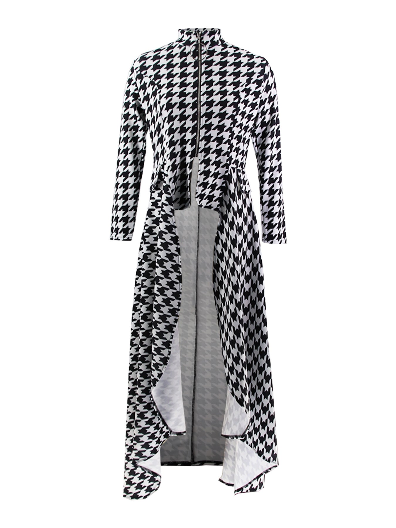 Women Long Sleeve Turtleneck Zipper Fake Pocket Irregular Dress 20