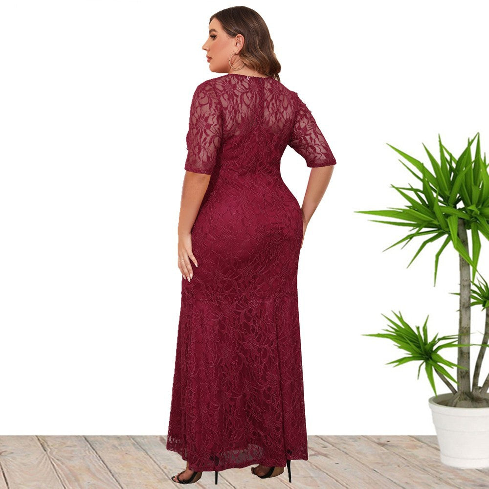 Plus Size Women's Lace Evening Dress Bridesmaid Dress 3