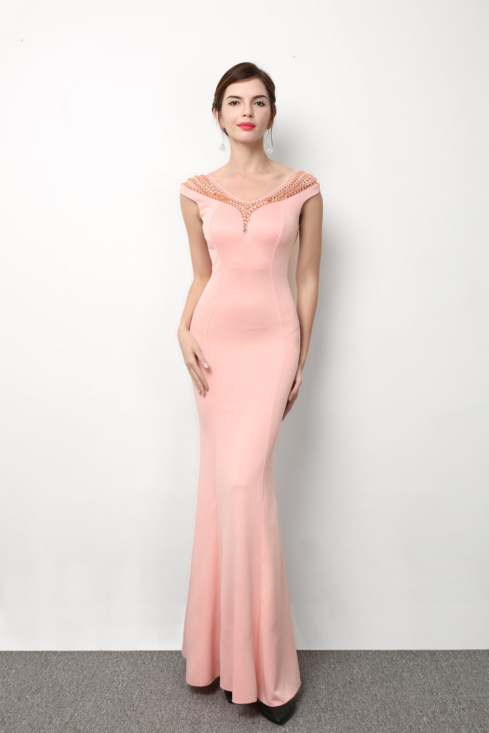 Ladies Formal Party Elegant V Neck Evening Dress