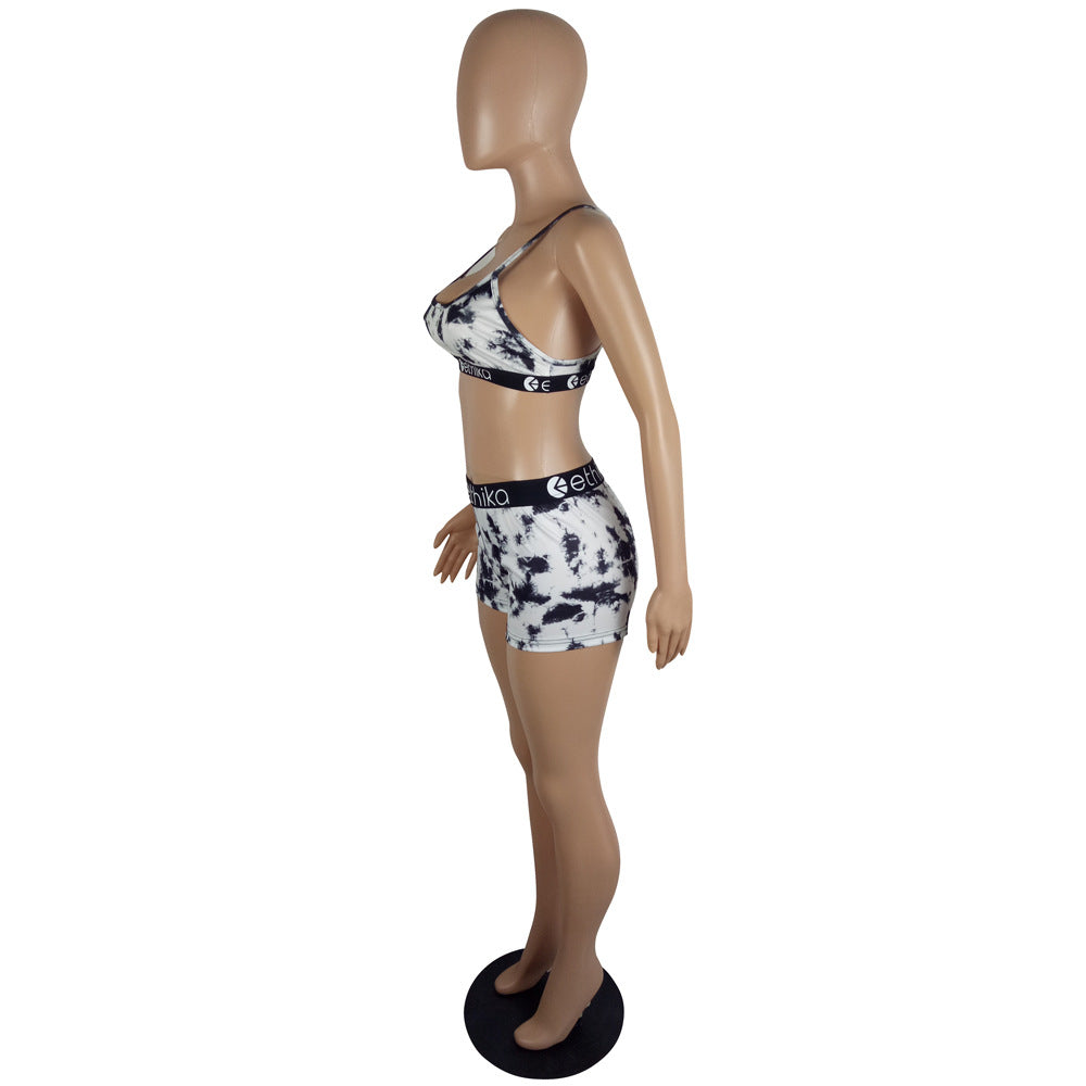 Women's Summer Sexy Printed Camisole Shorts Two-Piece Set 11