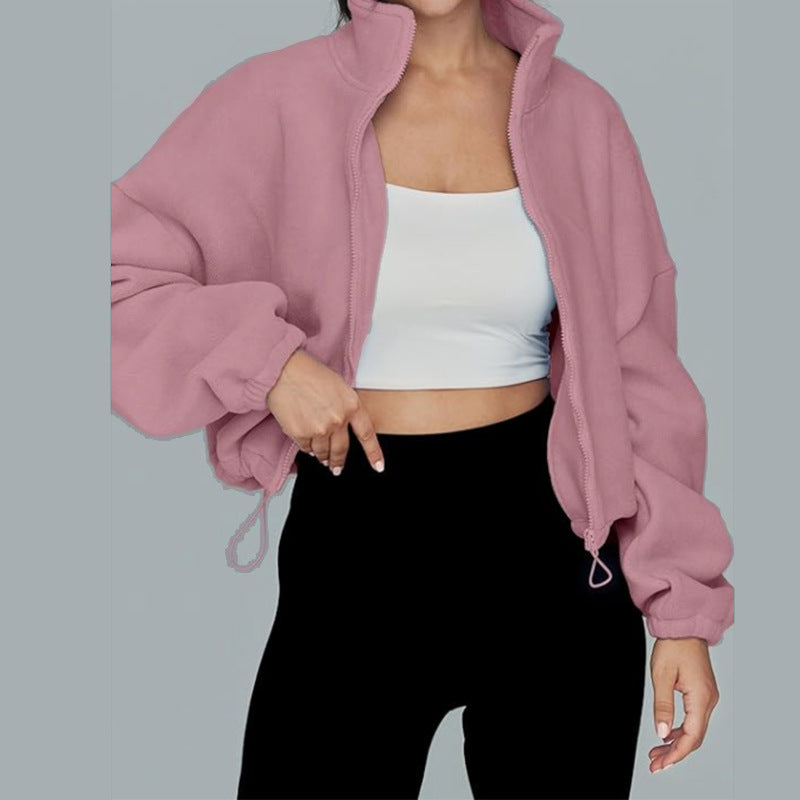 Women's Spring Loose Stand Collar Zipper Top 24