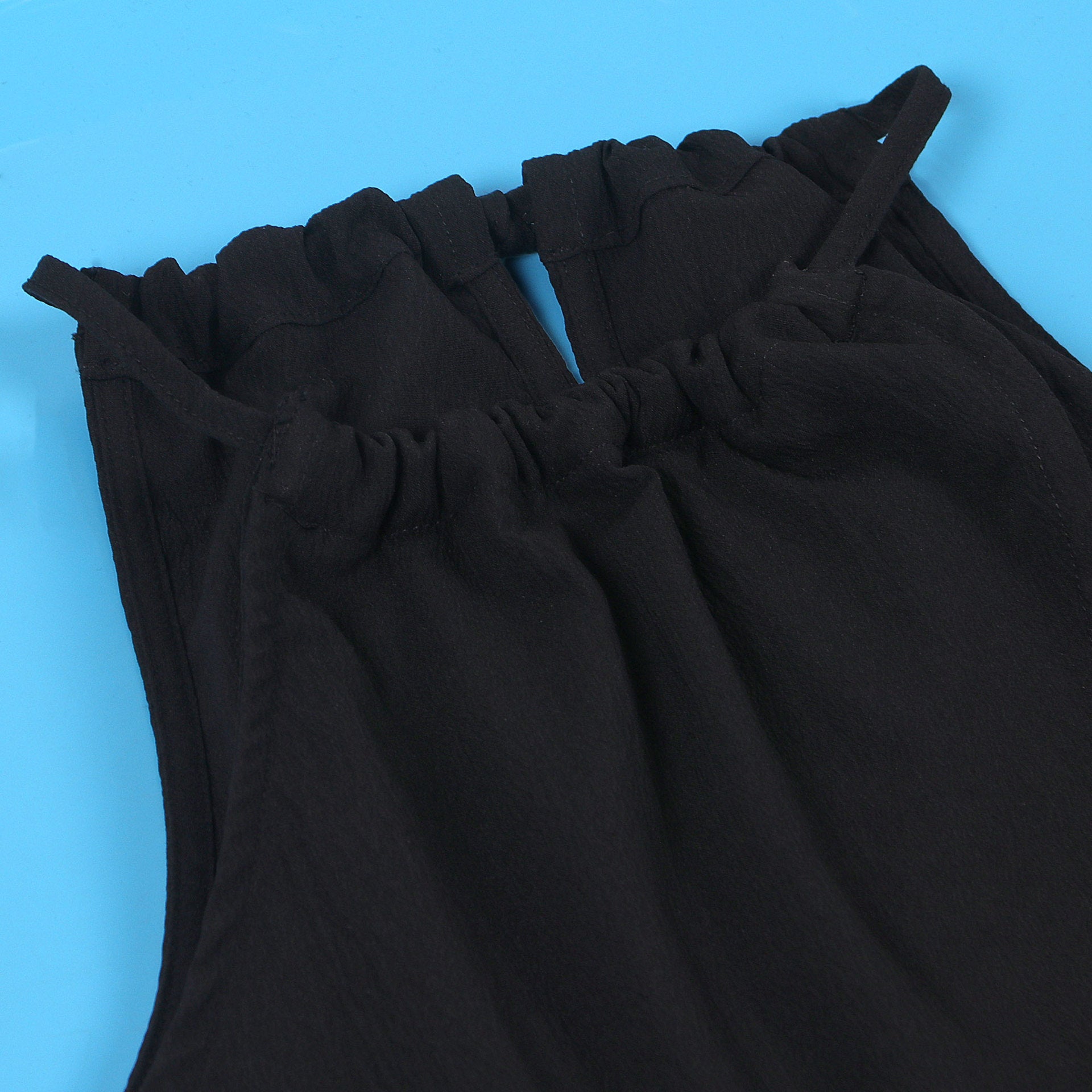 Women sexy solid slit halter neck lace-up sleeveless top and shorts two-piece set 52