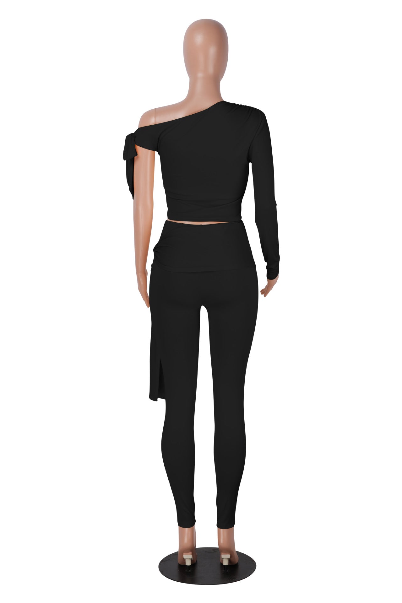 Women Sexy Single Long Sleeve Top and Long Pants Two-Piece Set 6