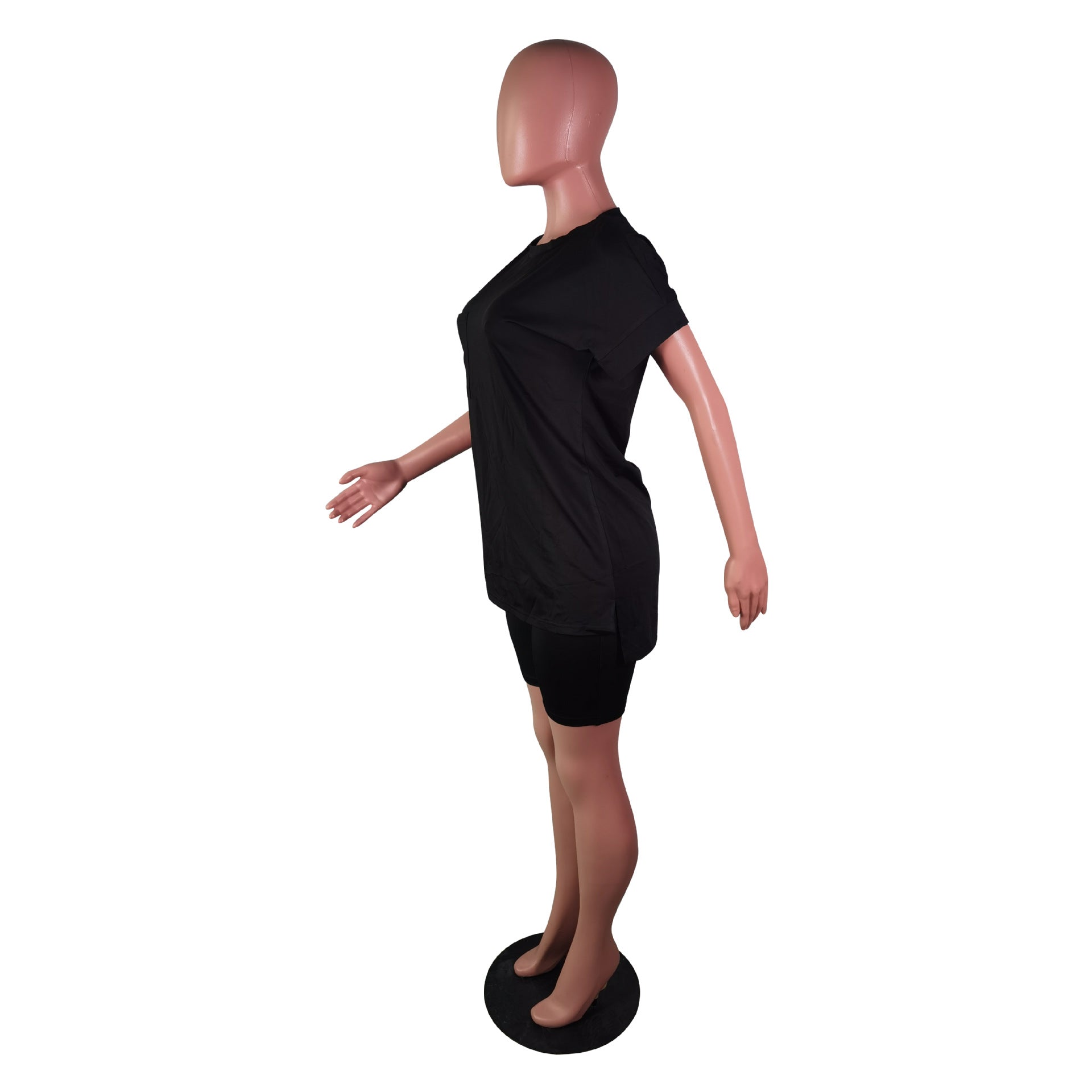 Women's Fashion Casual Spring Summer Pocket Slit Top Shorts Two-Piece Set 18