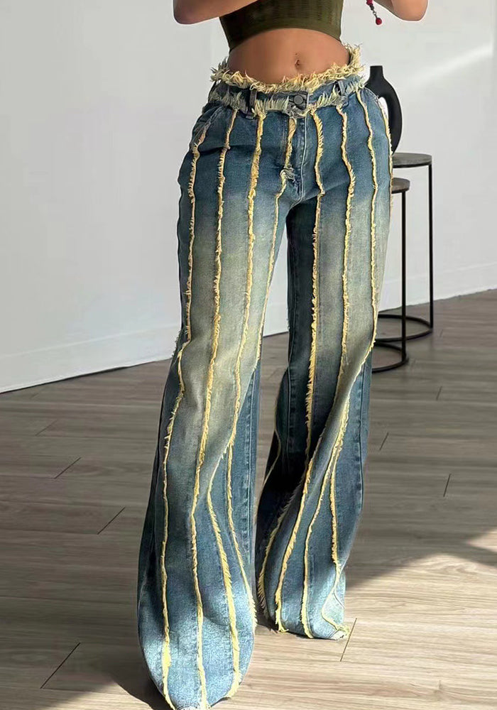 Women Patchwork Stretch Denim Pants