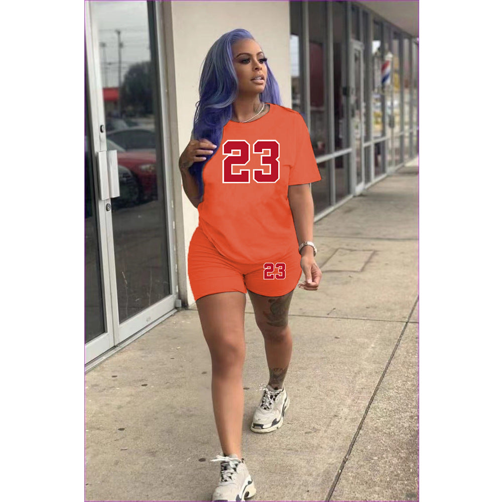 Plus Size Women'S T-Shirt Shorts Set Two Piece Tracksuit 14