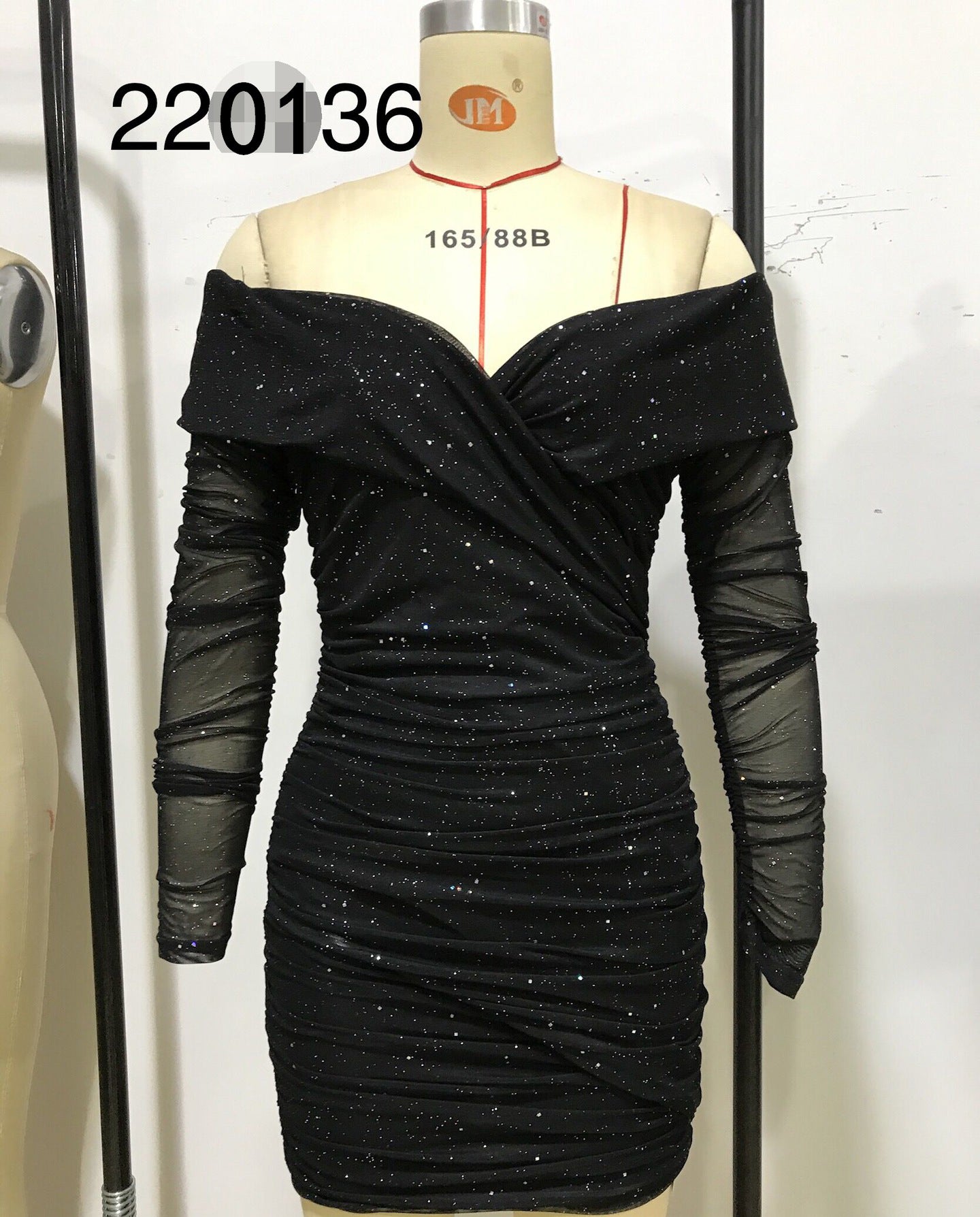 Women Sexy V-Neck Off Shoulder Bodycon Long Sleeve Dress 14