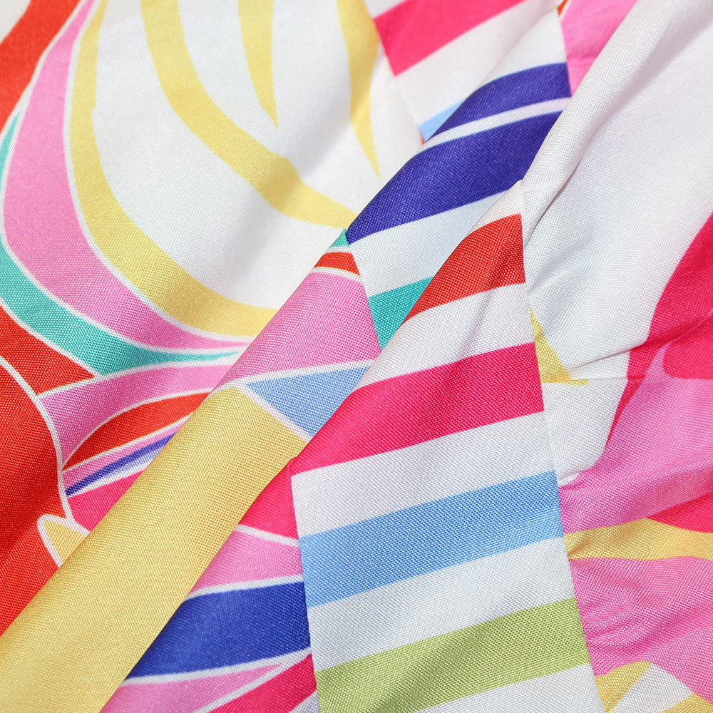 Women Summer Holidays Printed Suspender Dress 9