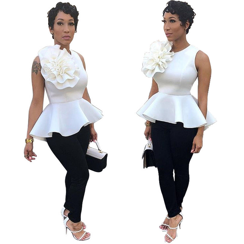 Women's Summer Ruffle Sleeveless Slim Waist Top 5