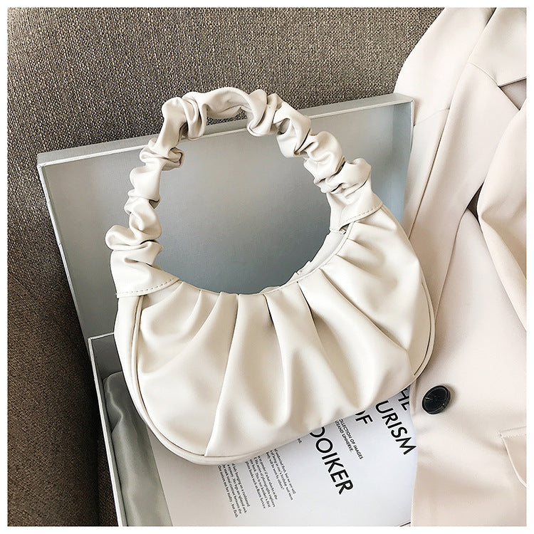 women Korean one-shoulder bag French bag fashion pleated handbag underarm bag 11