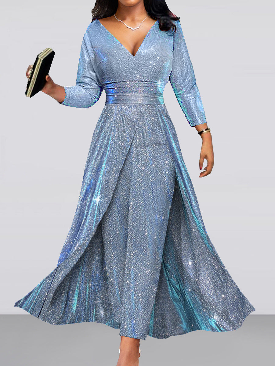 Women Formal Party Sequin Strapless Sexy Jumpsuit