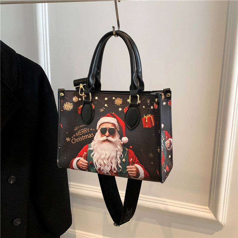 Santa Claus Print Tote Bag Women's Trendy Handbag Shoulder Bag 5