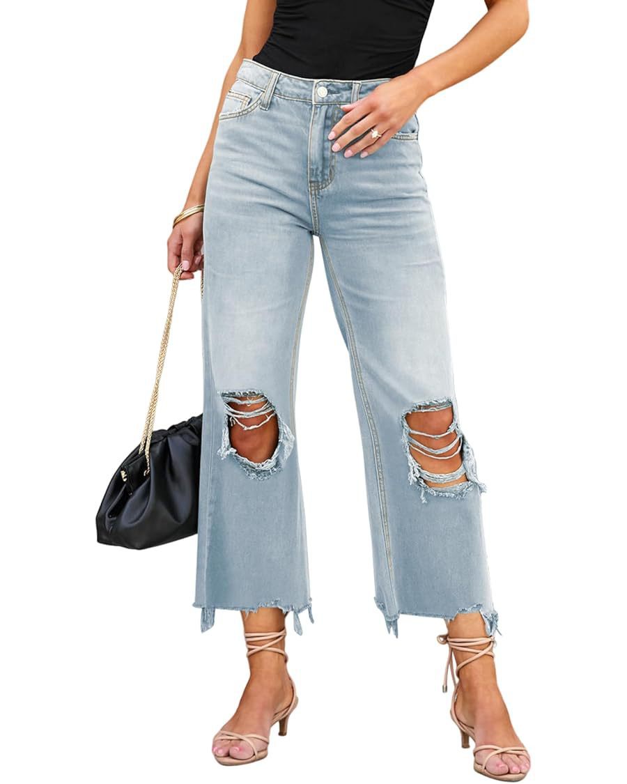 Women Loose Ripped Denim Pants 5
