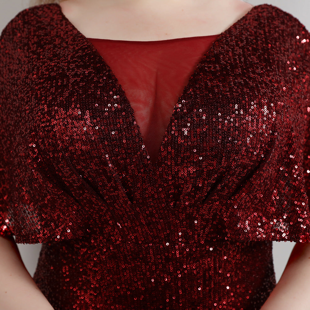 Spring and Summer Plus-Size Long Sequin Formal Party Evening Dress 35