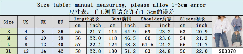 Long Sleeve Solid Color Lace-Up Tie Bow Shirt Top 16