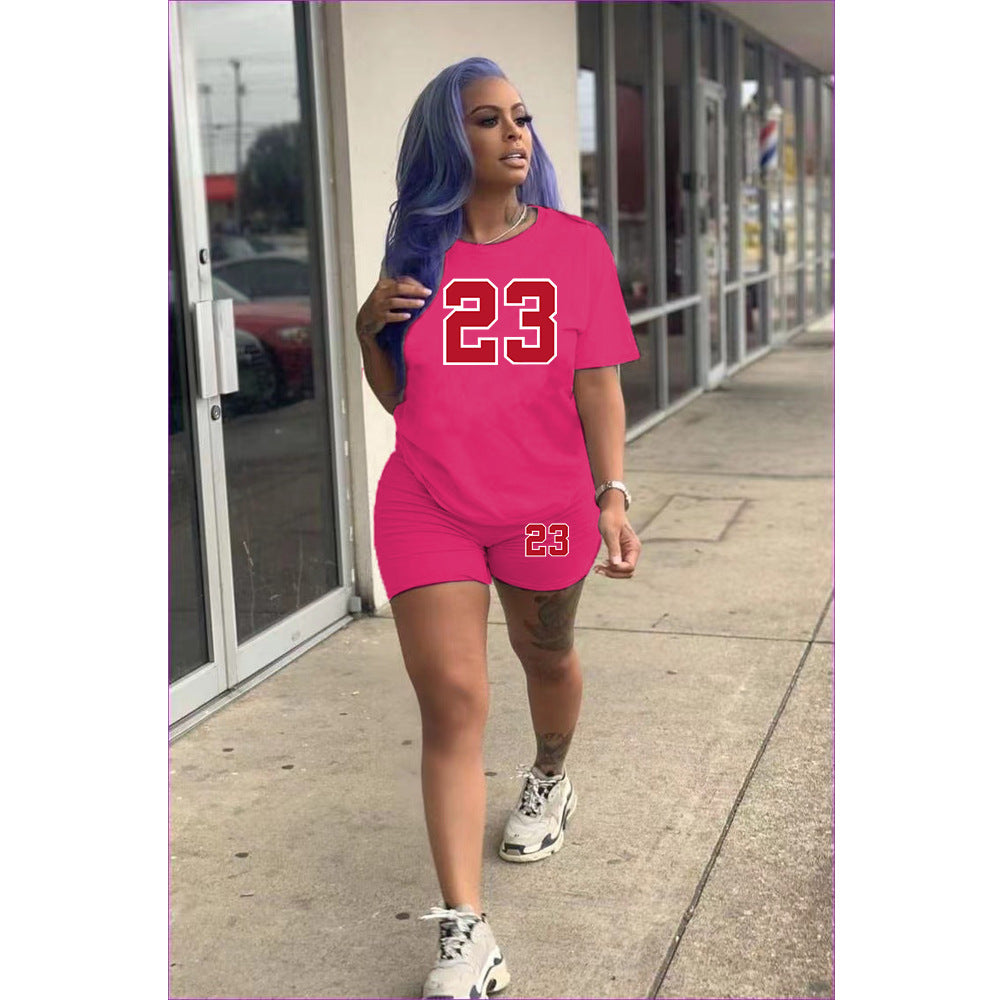 Plus Size Women'S T-Shirt Shorts Set Two Piece Tracksuit 3