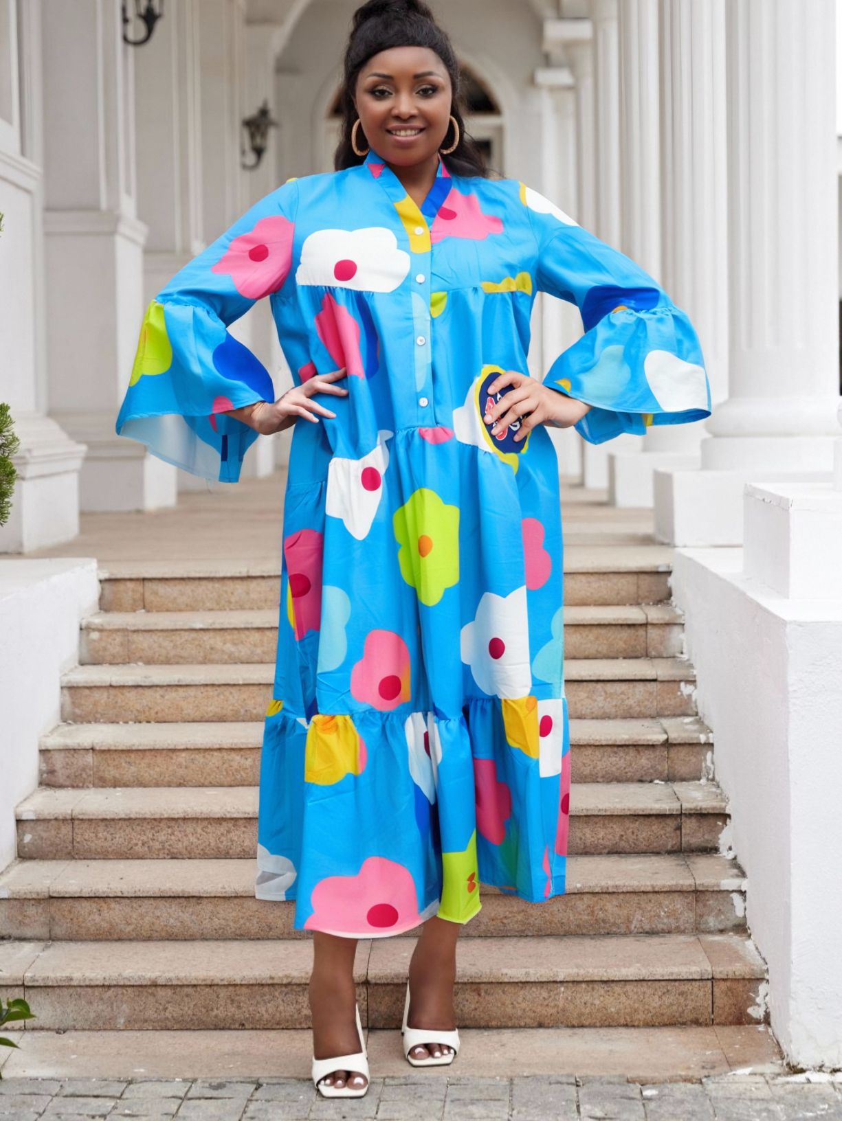 Women Casual Print Patchwork Multi-Color Long Sleeve Dress 7