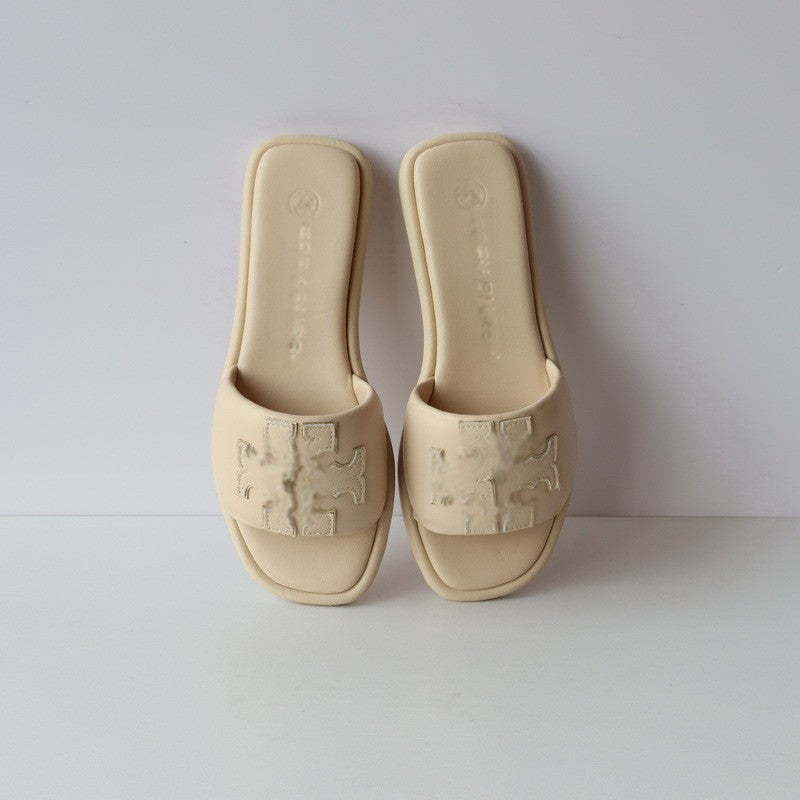 Flat Leather Beach Sandals for Women Summer Outdoor Fashionable Flip Flops 5