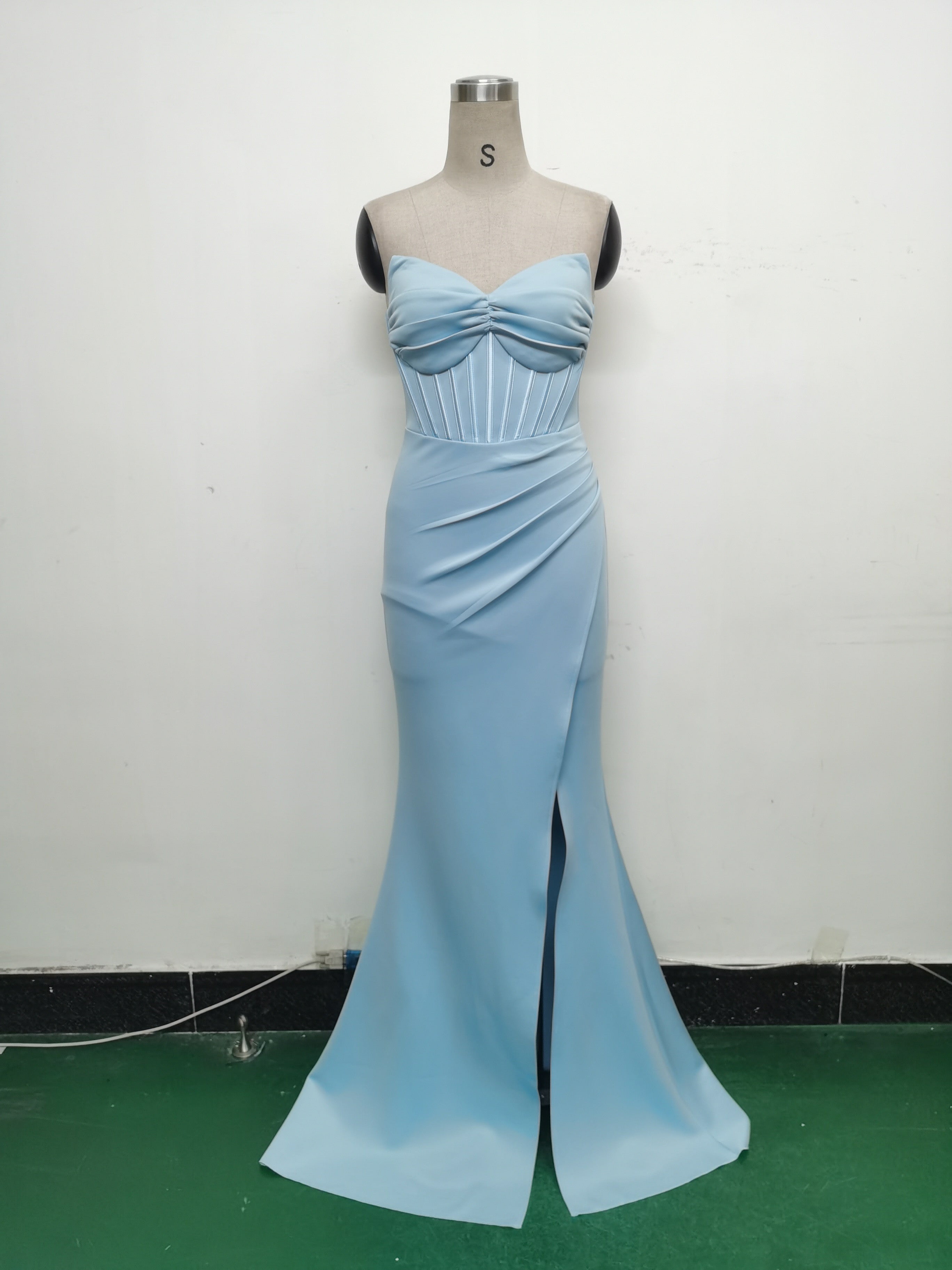 Women Fishbone Vest Off Shoulder Evening Dress 18