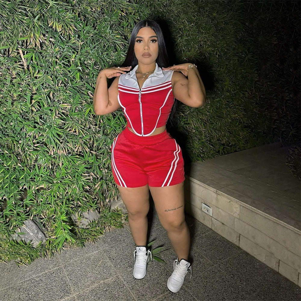 Women's Sexy Casual Sleeveless Top and Shorts Two-Piece Set 3