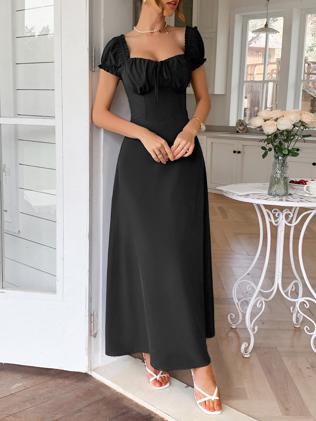 Spring/Summer Women's Party Elegant Off-Shoulder Short-Sleeved Dress 4
