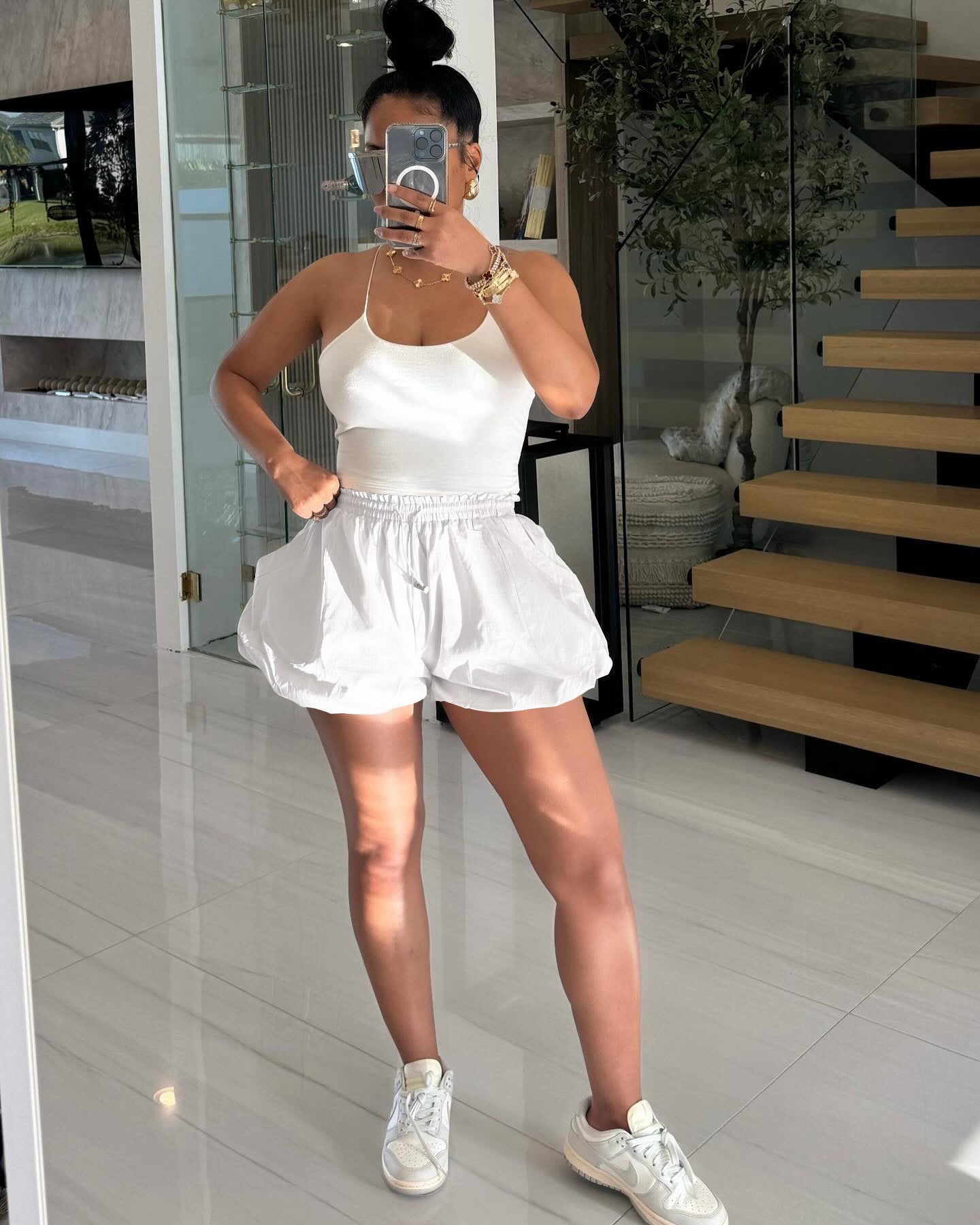 Women Solid Puffy Puff Shorts