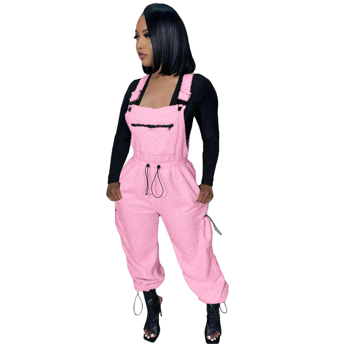 Casual Women's Loose Fashionable Drawstring Overalls Jumpsuit 8