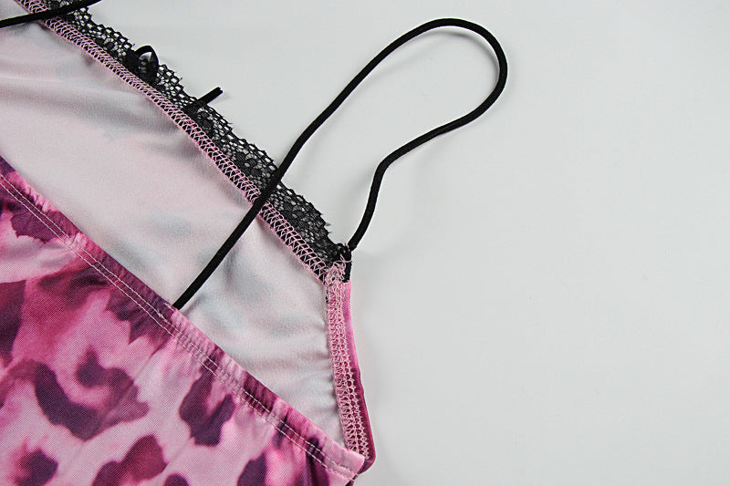 Women's Summer Printed Sexy Straps Low-Back Slim-Waist Bodycon Dress 12