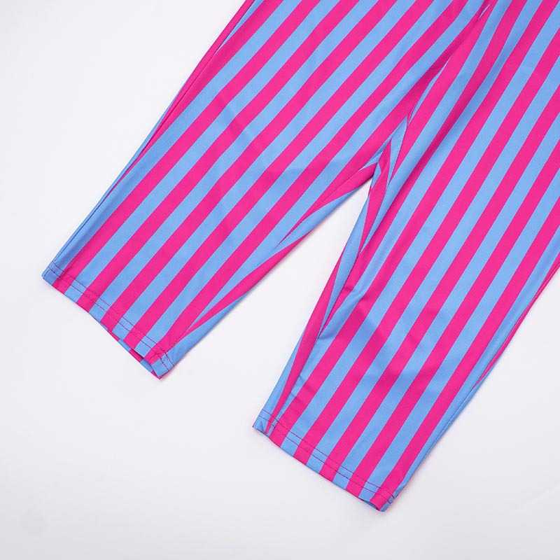 Women Contrast Striped Halter Neck Top and Capri Pants Two-Piece 38