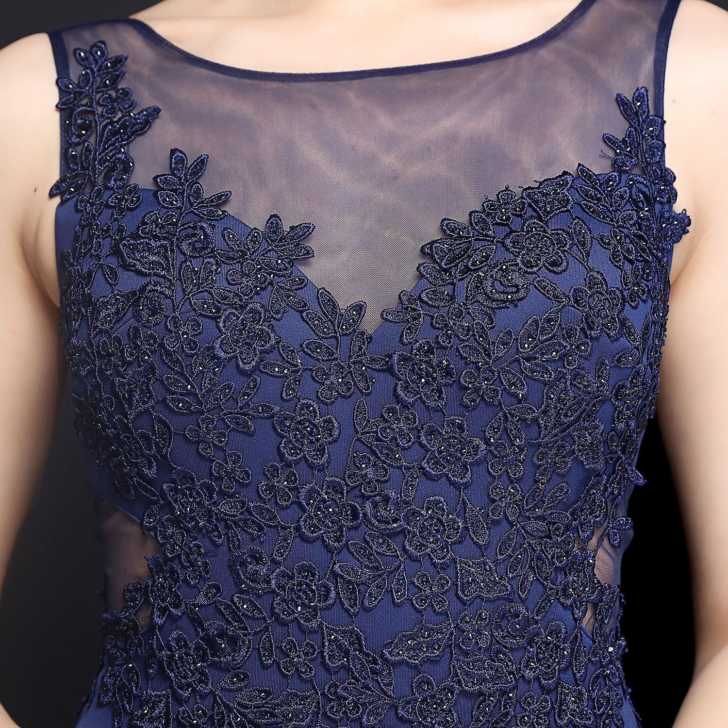 Women Lace Rhinestone Fishtail Evening Dress 20