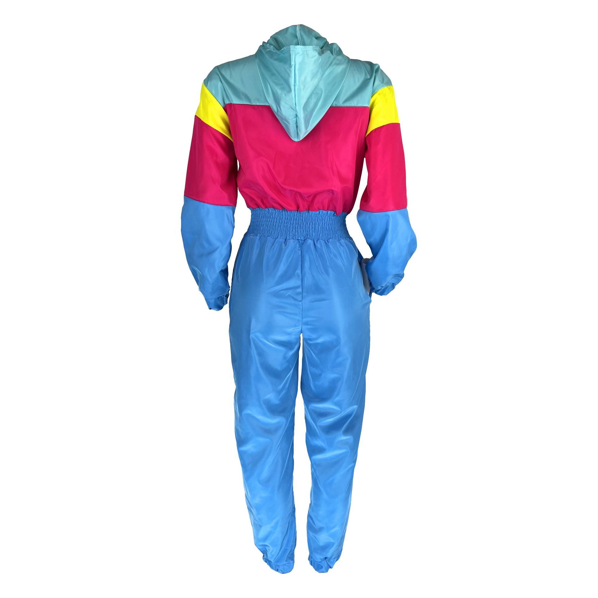 Women patchwork contrast color zipper jumpsuit 15