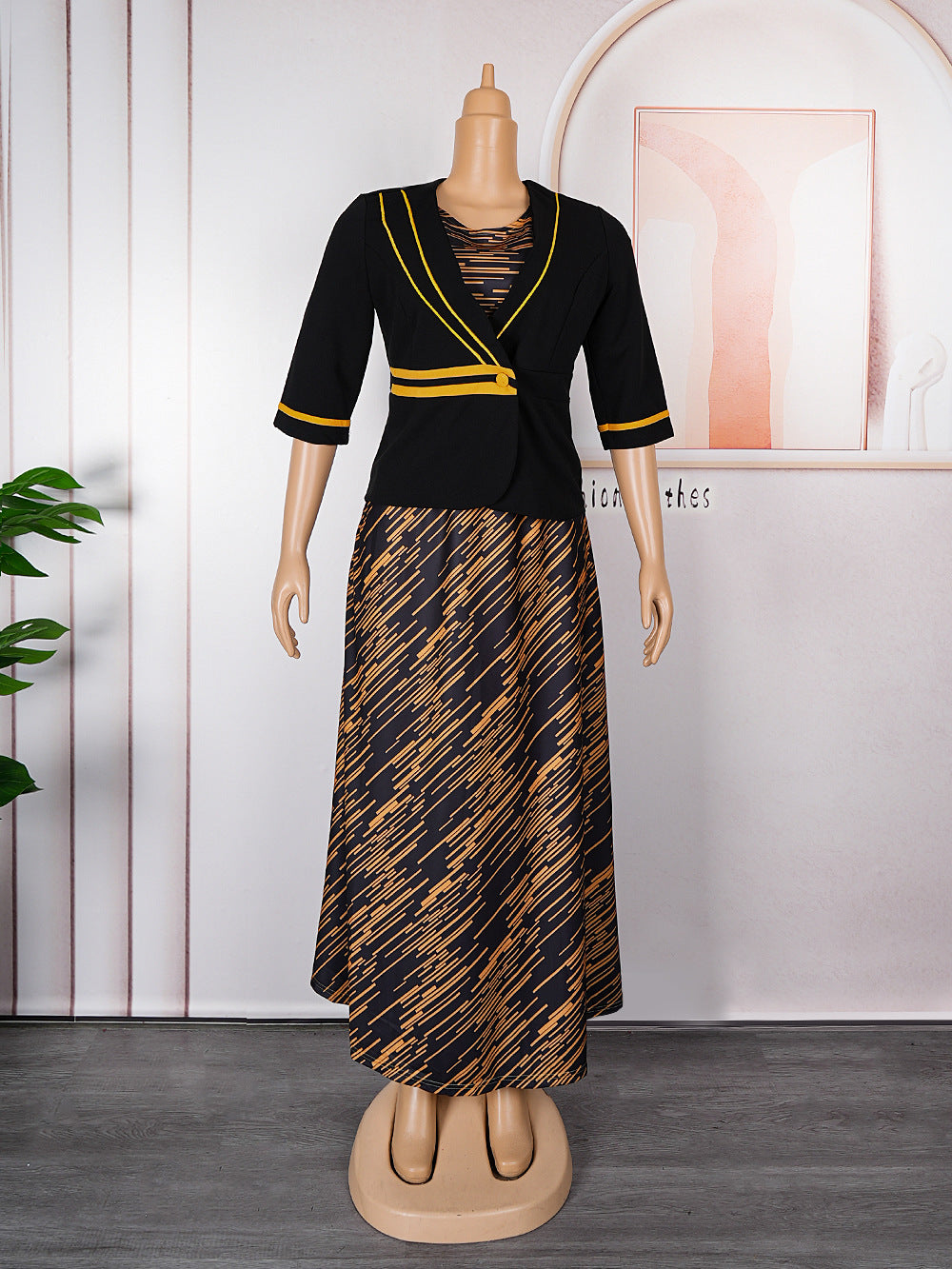African Women Clothing Plus Size Women Clothing Chic Career Career Jacket Dress Two Piece Set 13