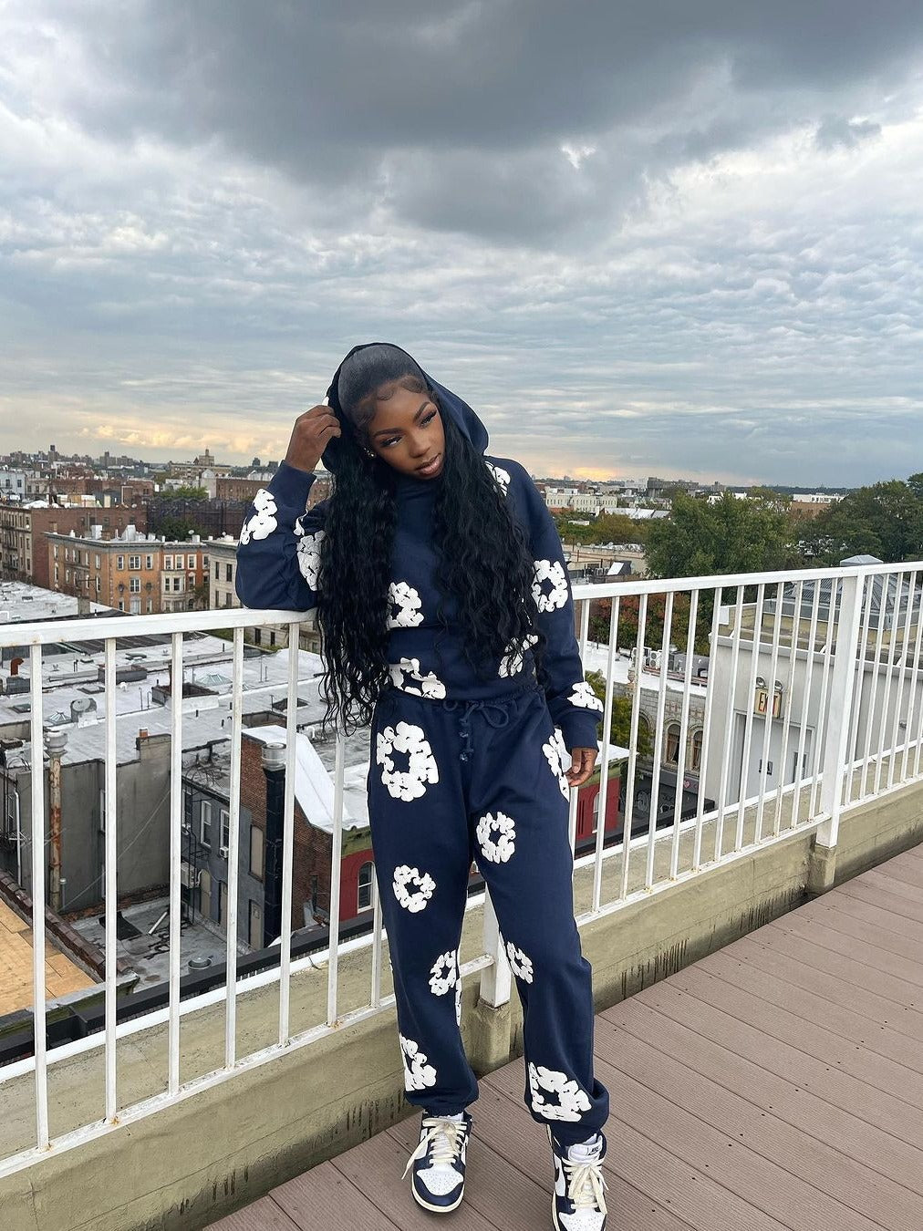 Women popular print sports loose two-piece set 10