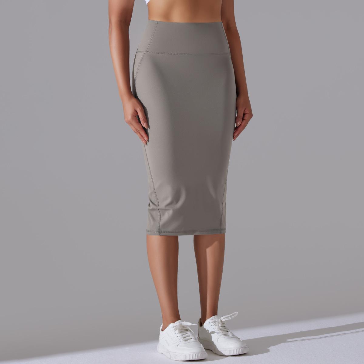 Women High Waist Stretch Slit Sports Skirt 22