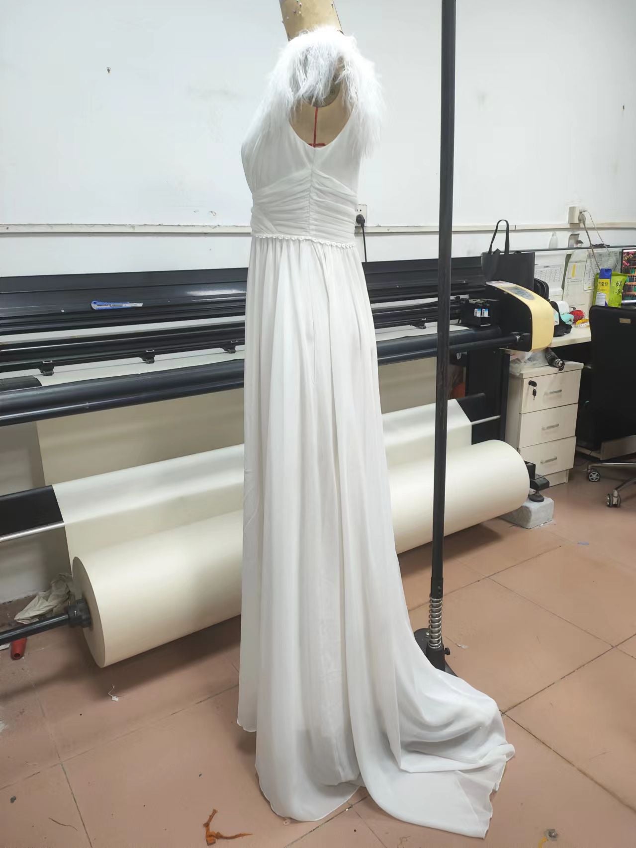 V-Neck Low Back Summer Chiffon Split Elegant Formal Party Women Evening Dress 7