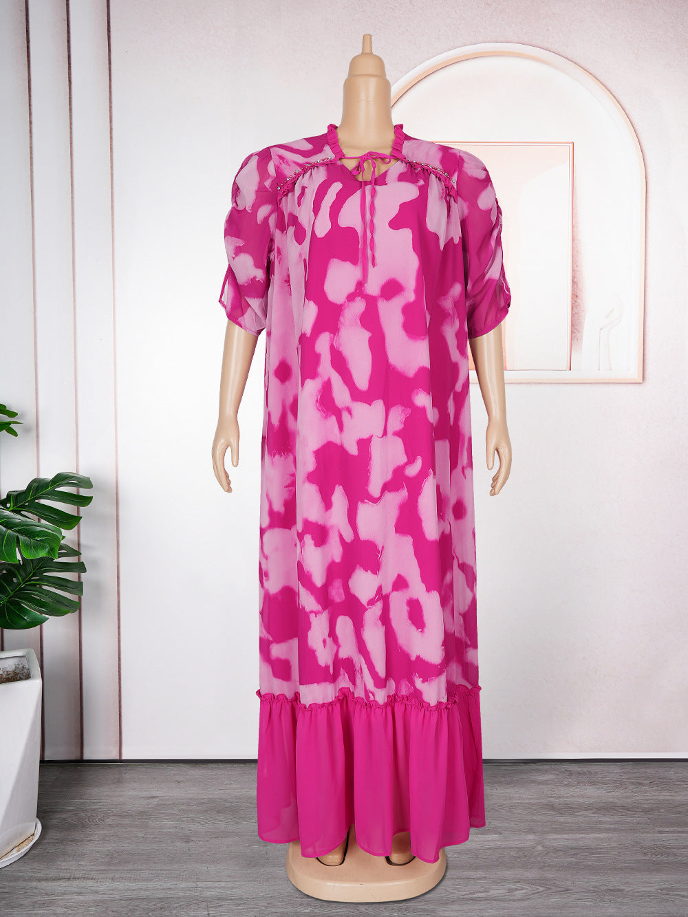 Plus Size African Women Chiffon Print Dress 12