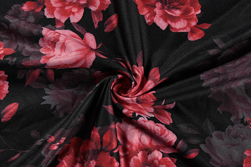 Summer Women's Fashion Floral Low-Cut Tight Fitting Slim Waist Strap Dress 15