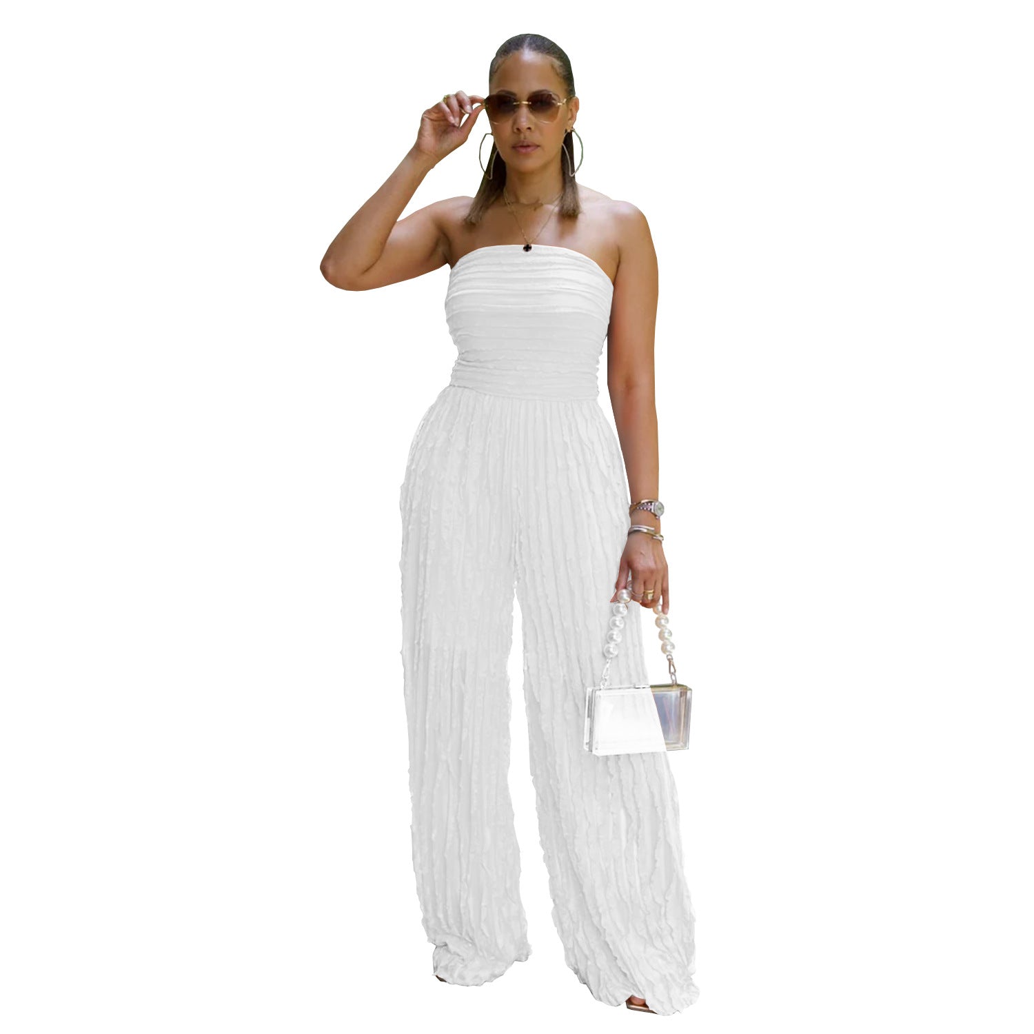 Women solid casual wave pattern jumpsuit 18