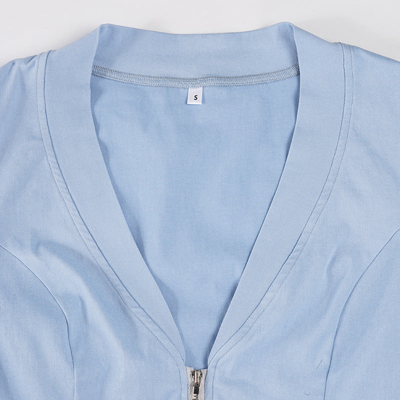 Women Casual Knitting V-Neck Long-Sleeved Zippered Hoodies and Sweatpants Two-Piece Set 16