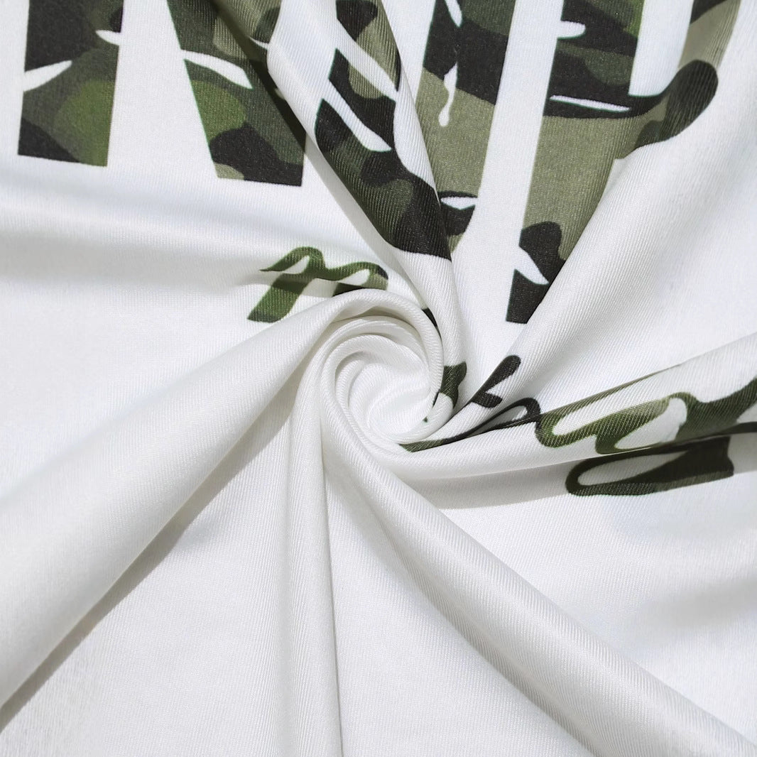 Women Camouflage Off Shoulder T-Shirt Shorts Two Piece Set 5