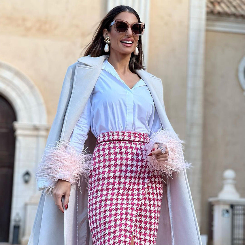 Autumn Fashion Slim Fur Trim Long Sleeve Women'S White Shirt Top 7