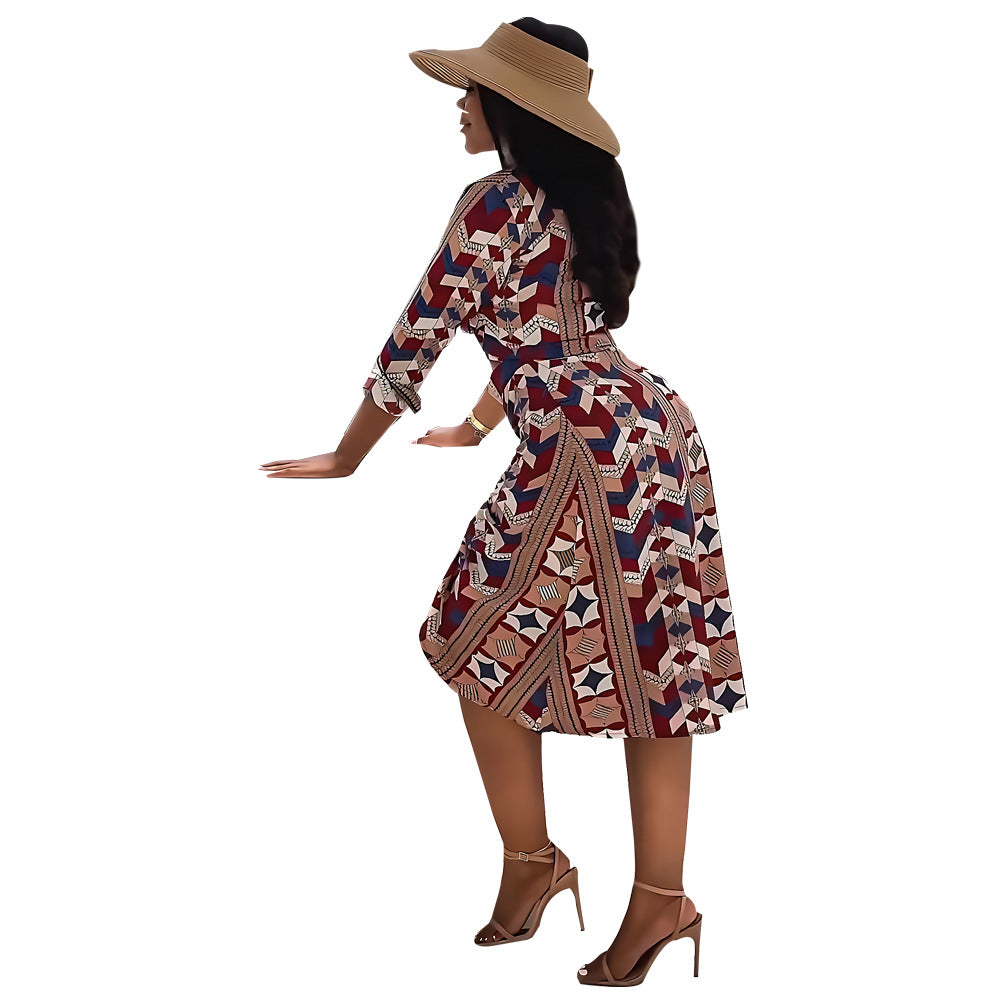 Women Casual printed shirt and skirt two-piece set 5