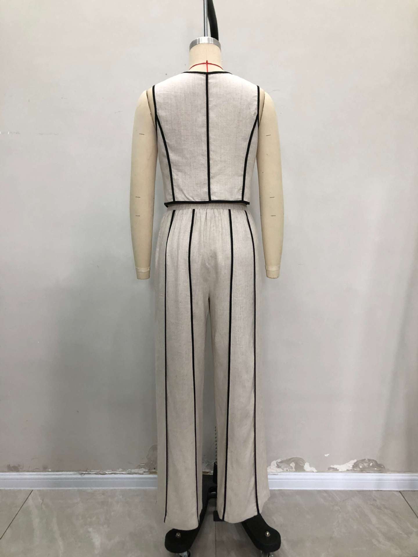 Spring Summer Women's Striped Sleeveless Vest & Loose Wide-Leg Trousers Two-Piece Set 6