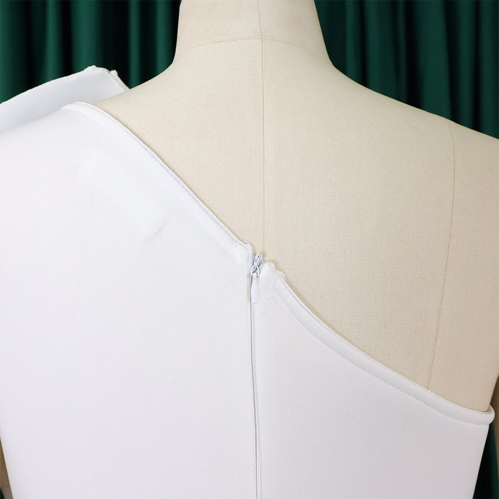 Plus Size Women's Sexy One Shoulder Ruched High Waist Ruffle Formal Party Gown Evening Dress 28