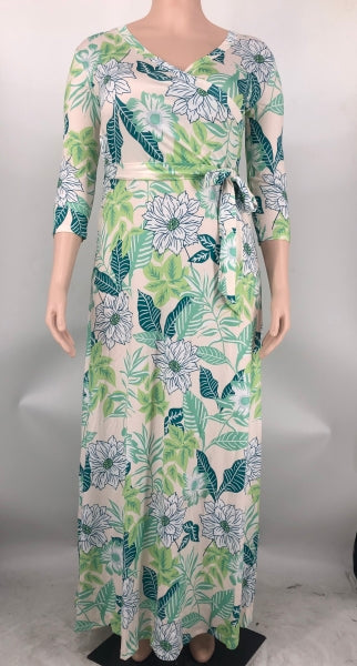 Plus Size Women Casual Print Maxi Dress 16