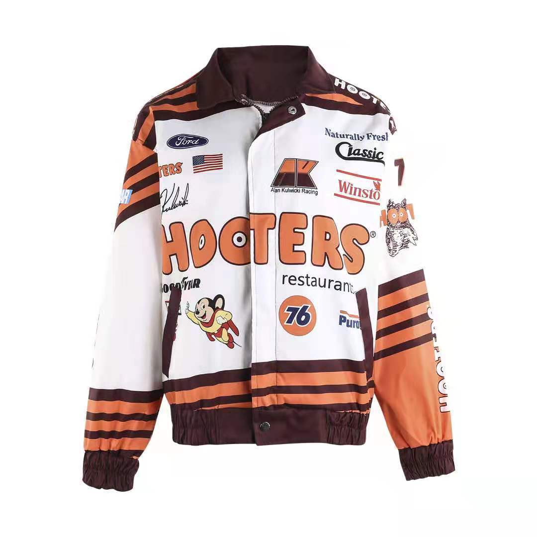 Fall Casual Print Orange Long Lseeve Loose Oversize Jacket 6