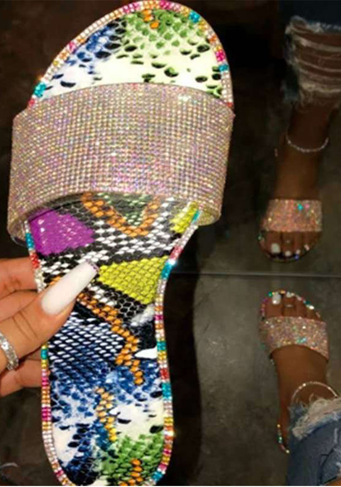 Women Diamond Rhinestone Flat Sandals Shoes