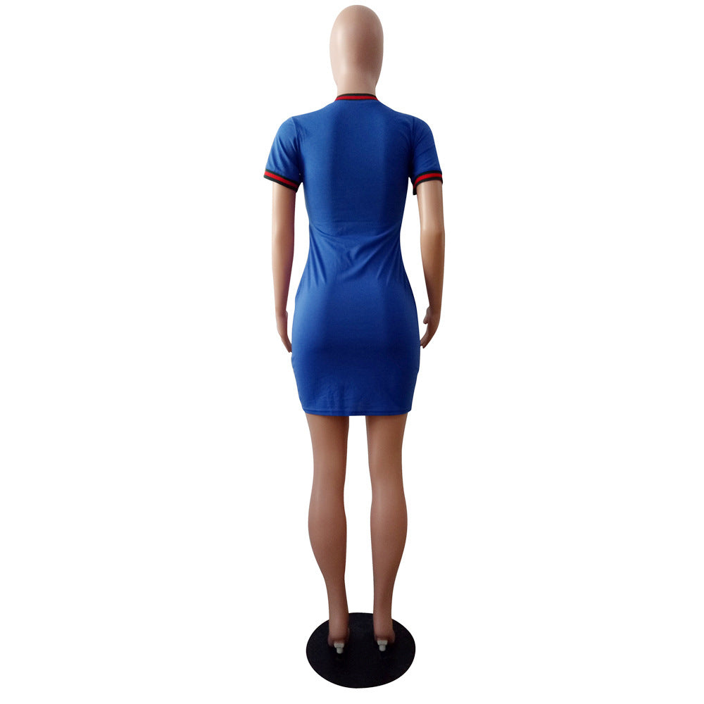 Women Summer Striped Letter Dress 19