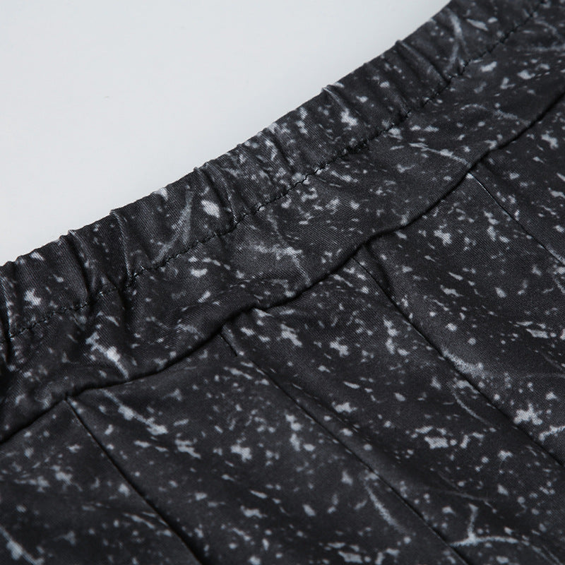 Sexy Women's Tie-Dye Print Short-Sleeved Lace-Up Crop Top Pleated A-Line Skirt Casual Two-Piece Set 21